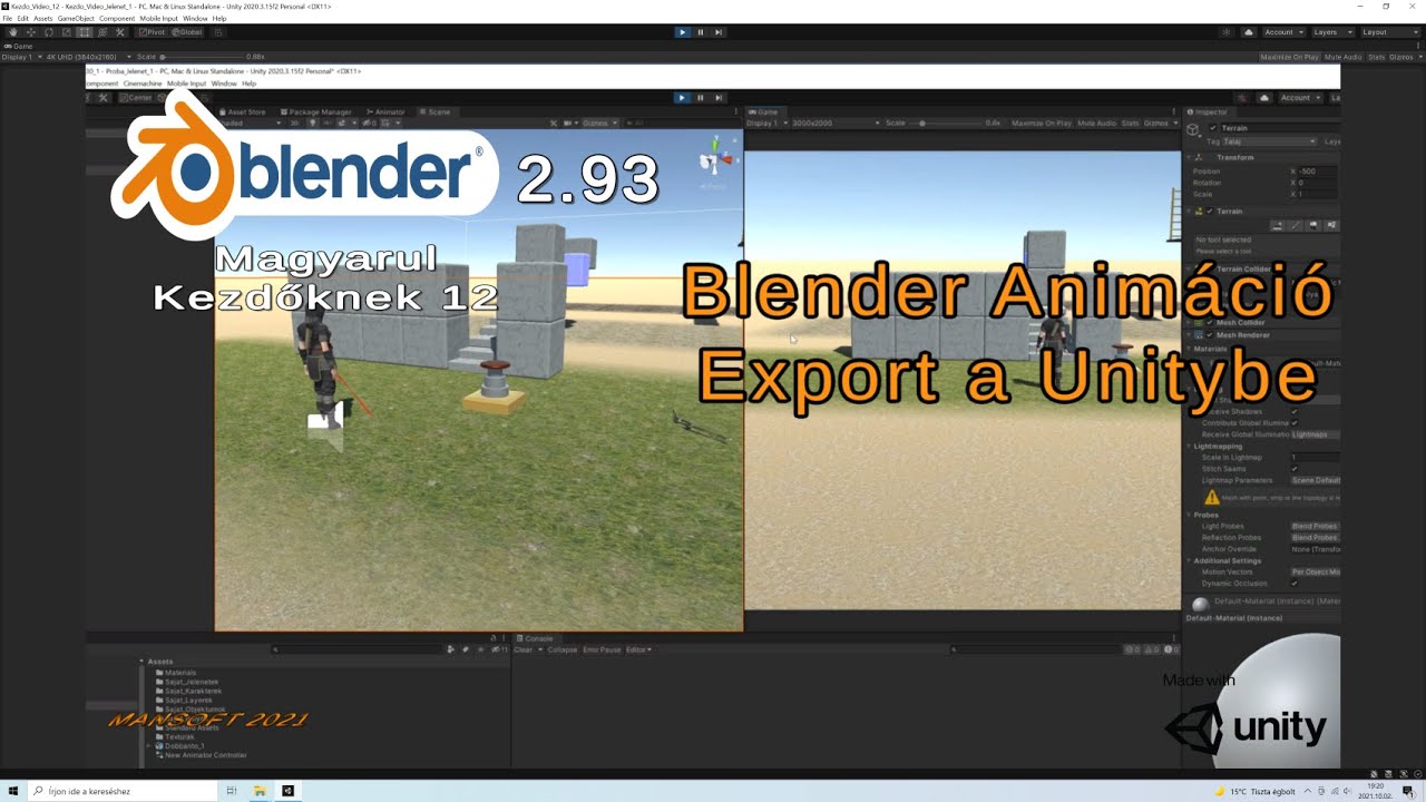 Blender Magyarul Kezdőknek 12, Animált Objektum Export Unitybe