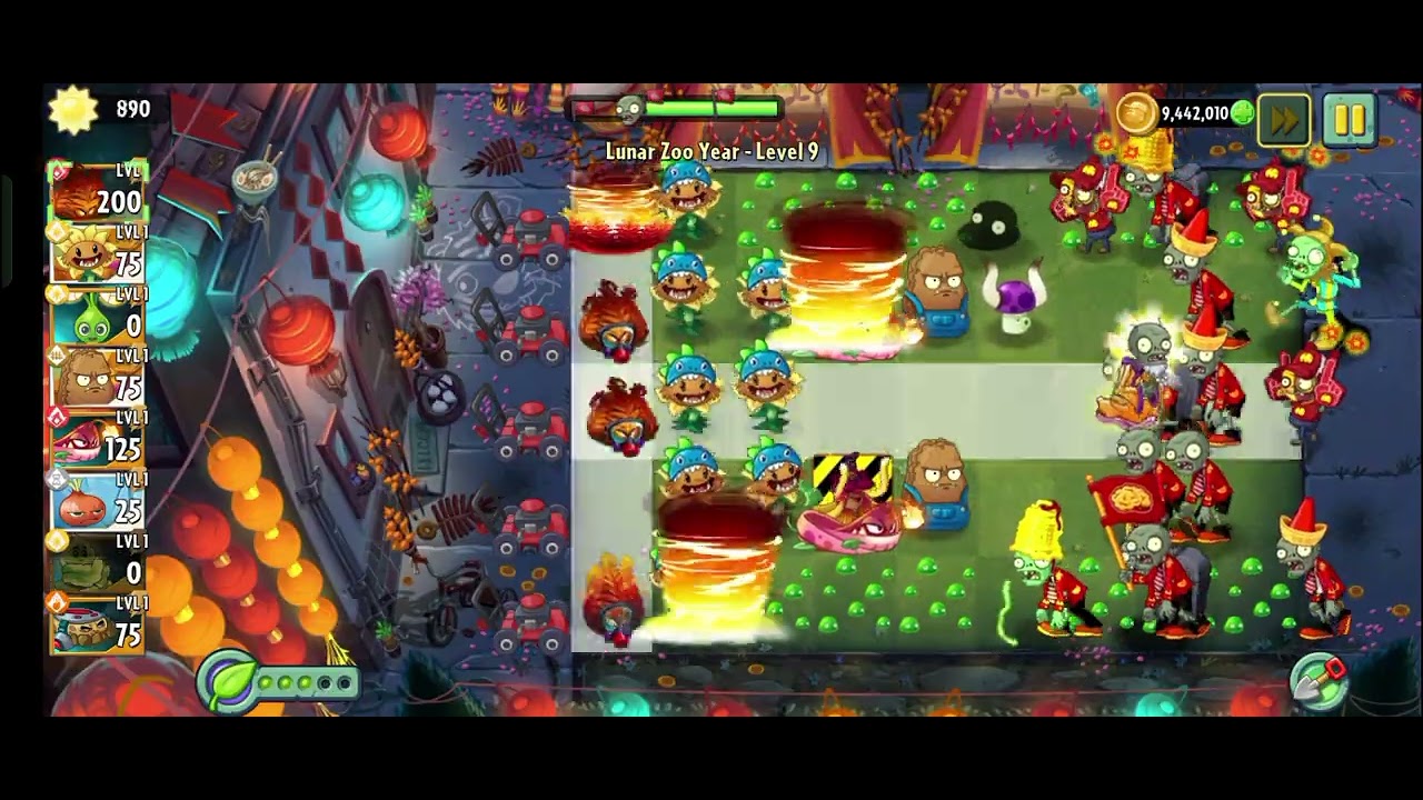 PvZ 2 Event#63:Lunar Zoo Year Level 9-10(Easy Mode)