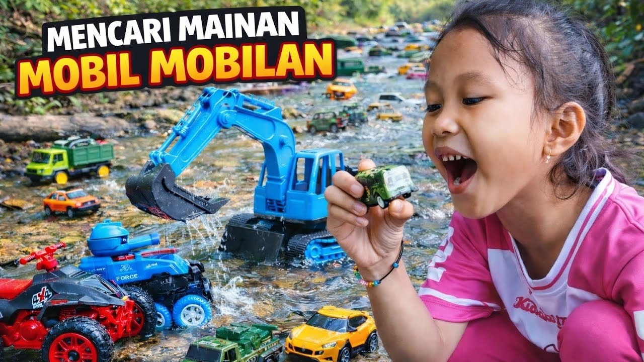 Mencari Mainan mobil mobilan Bersama Adibah | Mobil jeep,Excavator, pesawat tempur,atv,monster truck