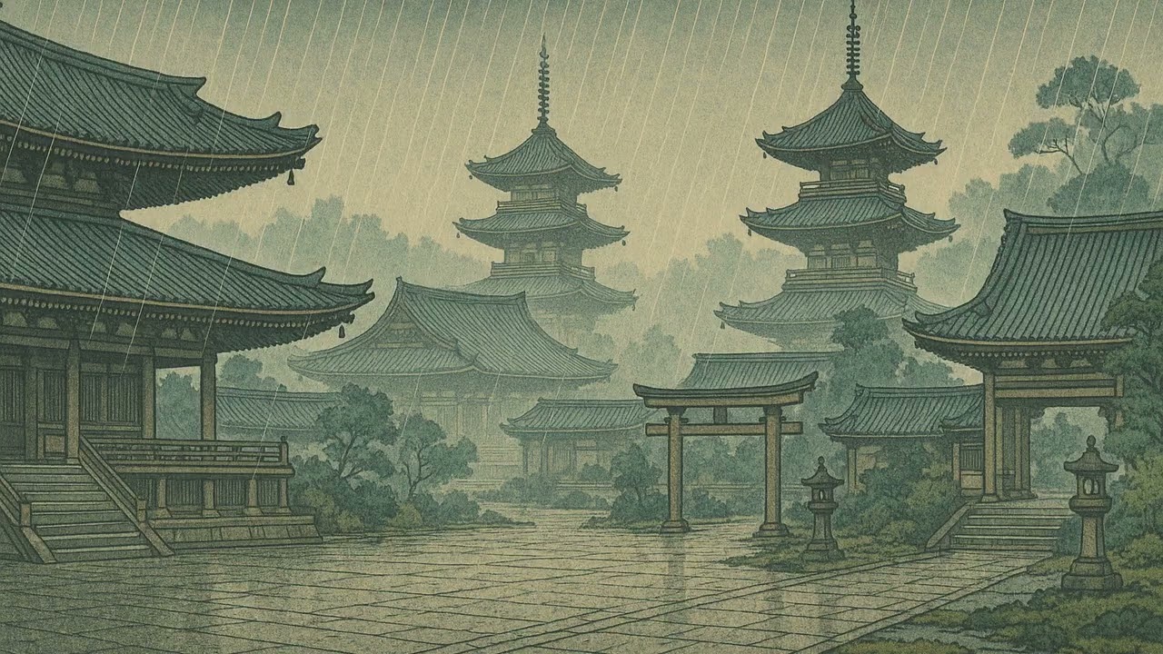 Quiet Study Background 🌧️ | Rainy Temple Night | The Rainy Temple