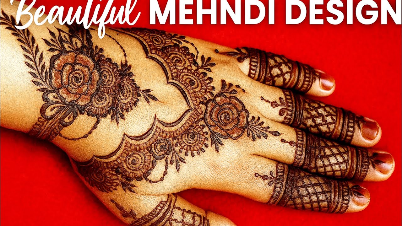 👌Beautiful Curved Rose Mehndi Design | 🏵️Arabic Back Hand Mehndi Design 2025 | Simple Floral Mehndi