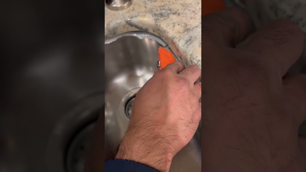 Replace mouldy caulk with fresh clean caulk. #caulking #diy # #lifehacks #kitchensink