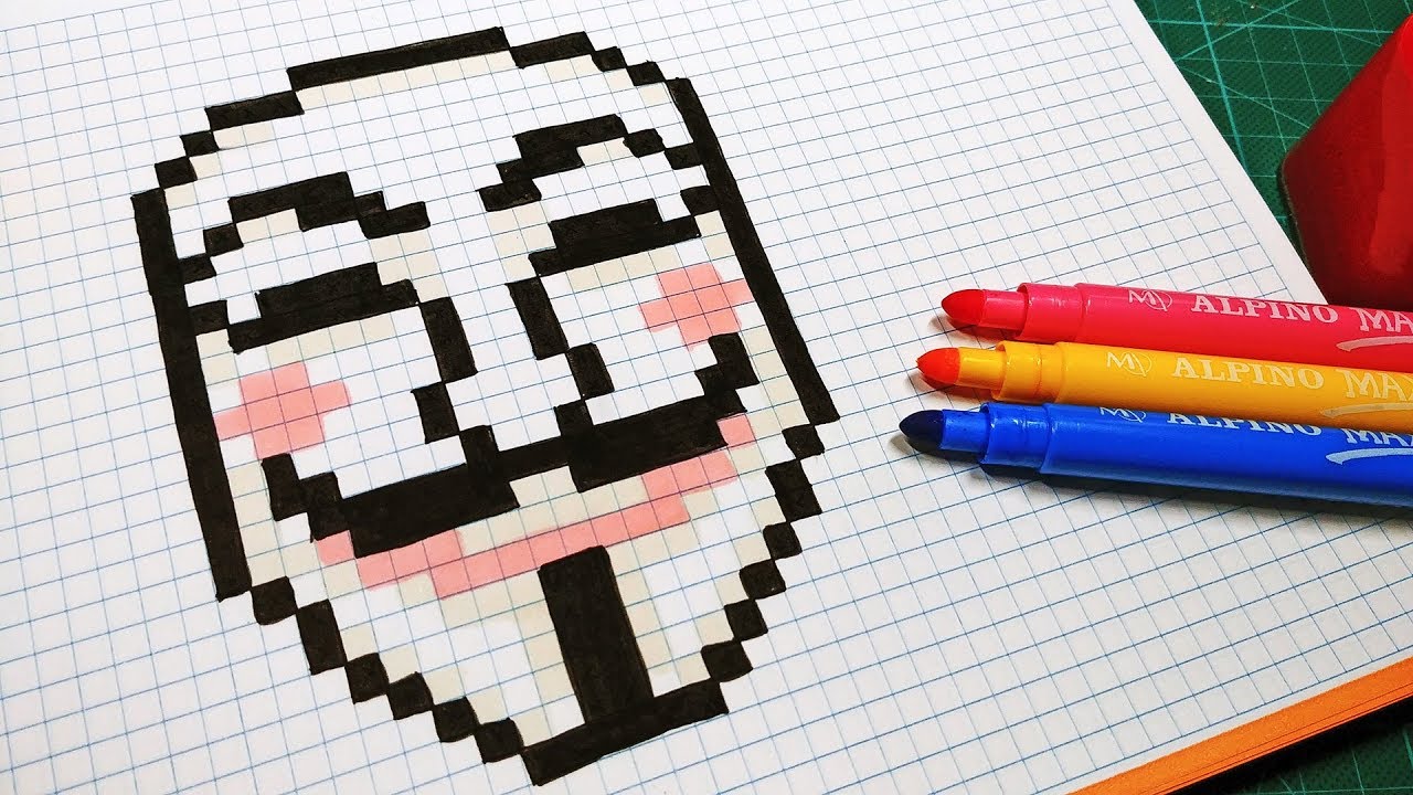 Handmade Pixel Art - How To Draw V for Vendetta #pixelart