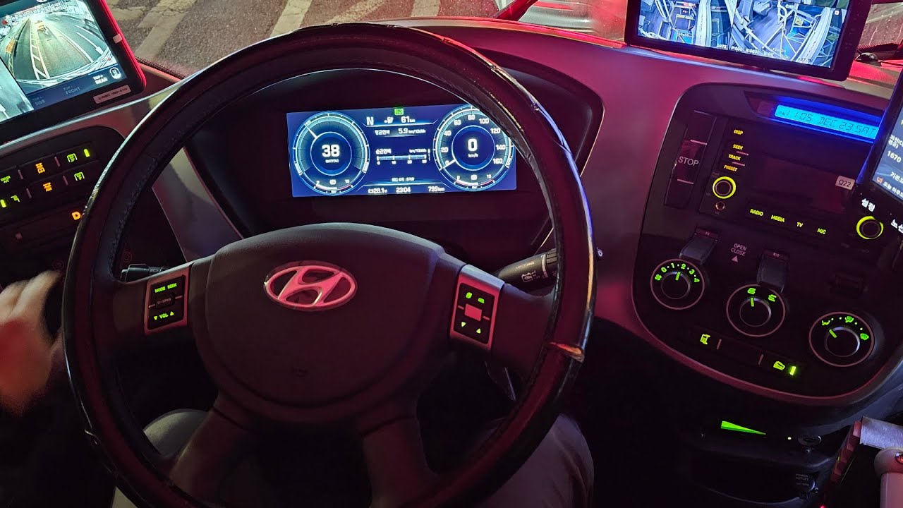 현대 일렉시티 2층 전기버스 EV 웰컴사운드&굿바이사운드 세레모니 리뷰 운전석 내부 실내 (hyundai Elec-City DOUBLE DECKER )