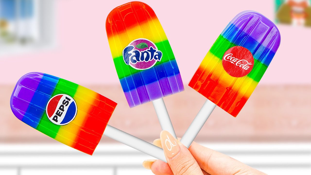 🍒Rainbow Jelly Recipe🍋Yummy Miniature Rainbow pepsi, fanta, coca Jelly Cake Decorating Ideas