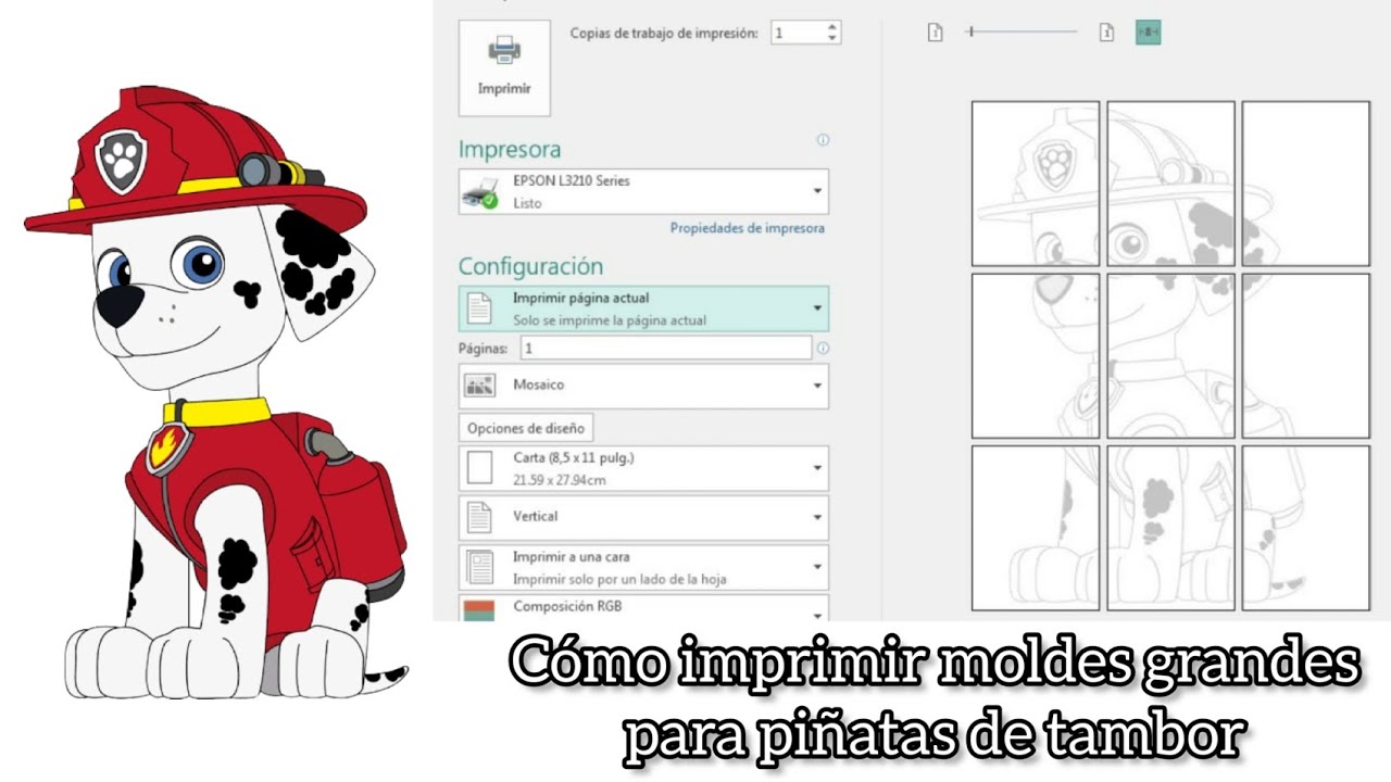 Cómo imprimir moldes-plantillas grandes para piñatas de tambor |Creaciones Mágicas Sarahí