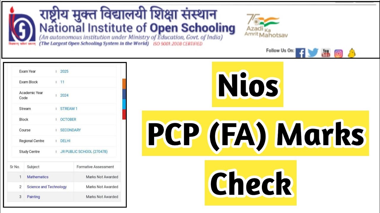 Nios PCP (FA) Marks Check | Task Is Helping (NIOS) #nios #sa #result #exam #fa #pcp