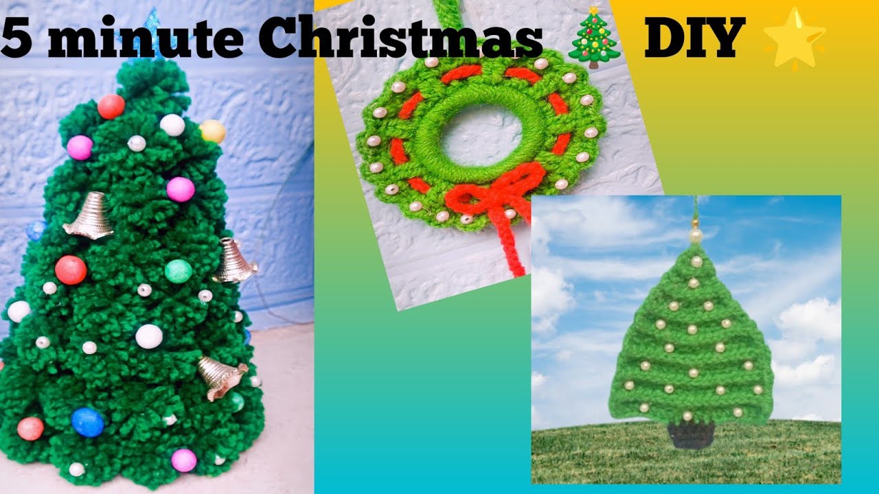5 Minute Christmas DIY 🎄 | Wool Christmas Tree & Wreath | Easy Home Decoration