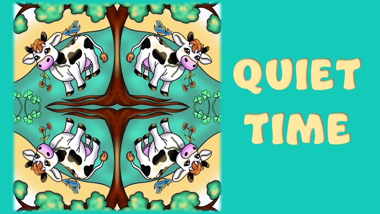 Mandala Time-Lapse Drawing | Quiet & Transition Time | Peaceful Music |  Cows (5 Min)