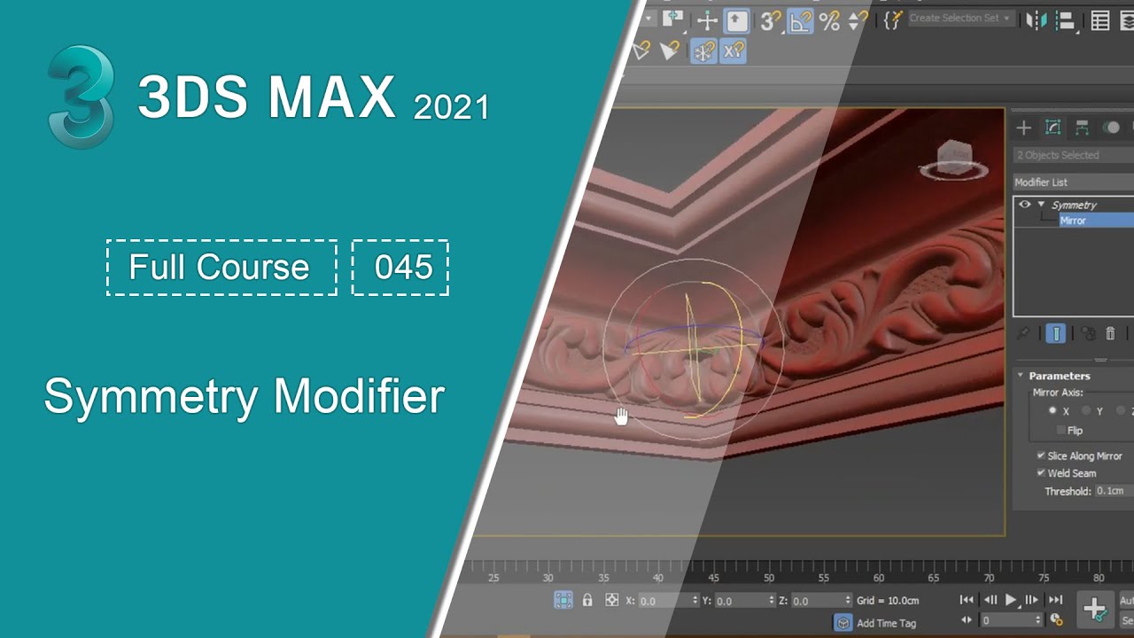 045 - زوايا الكرانيش والعديد من الحلول | دورة الماكس -  Symmetry Modifier | 3ds Max