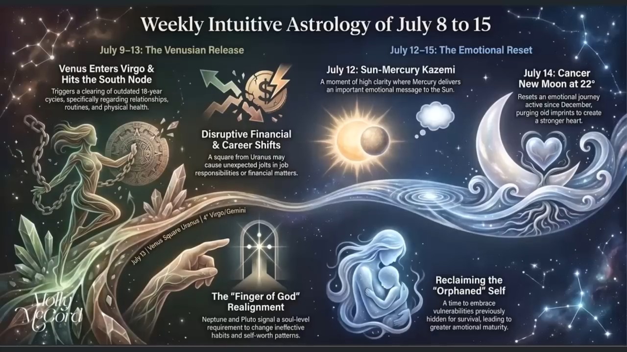 Weekly Intuitive Astrology of July 8 to 15 ~ Healing Cancer New Moon, Tough Venus in Virgo Transit