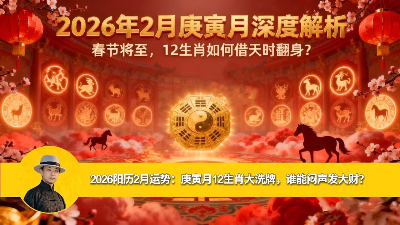 2026年2月庚寅月深度解析：春节将至，12生肖如何借天时翻身？内附转运锦囊！