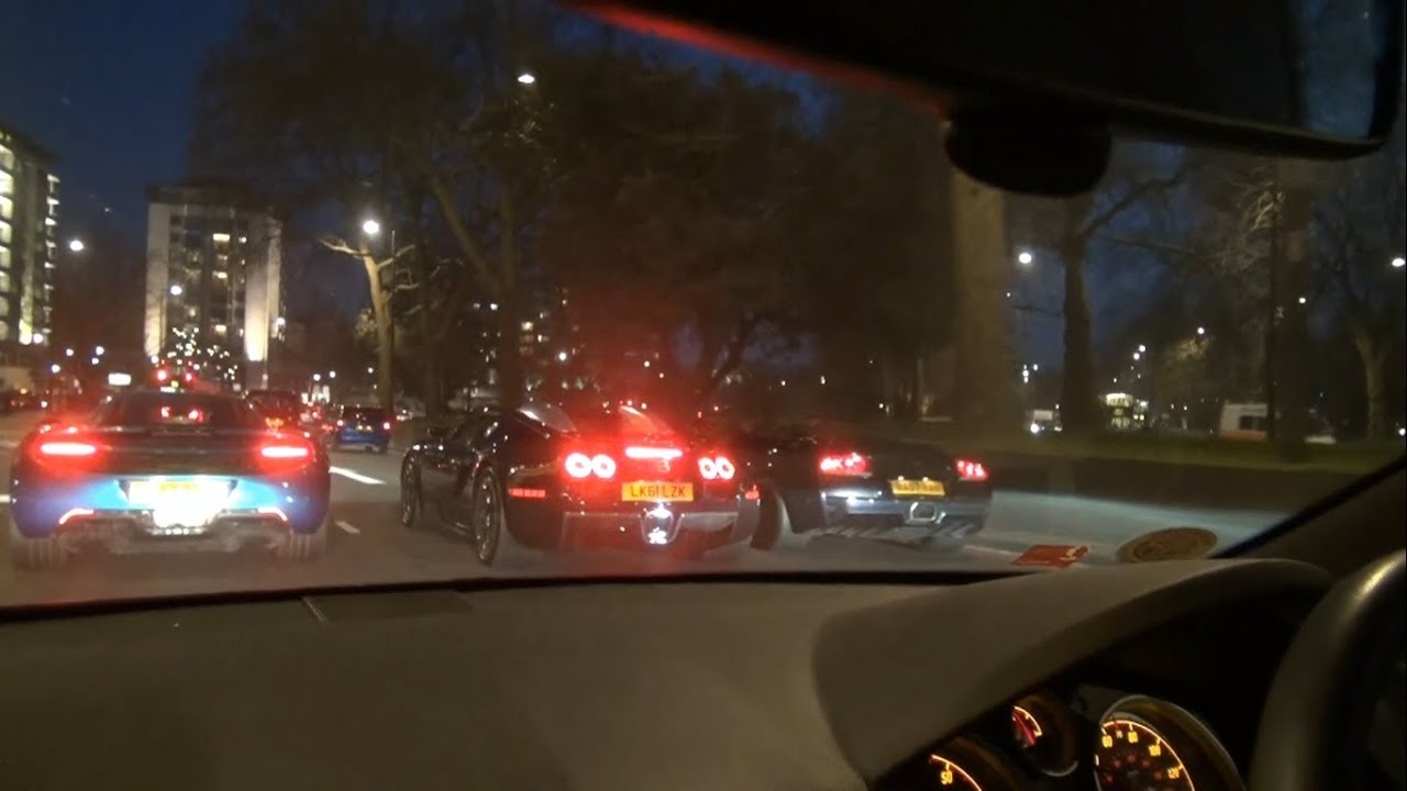 Mclaren 12C vs Veyron vs LP640 Murci-London Supercars!