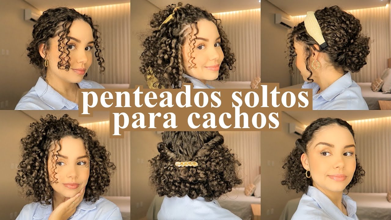 Penteados soltos para cabelo CACHEADO CURTO: fáceis e práticos! ✨