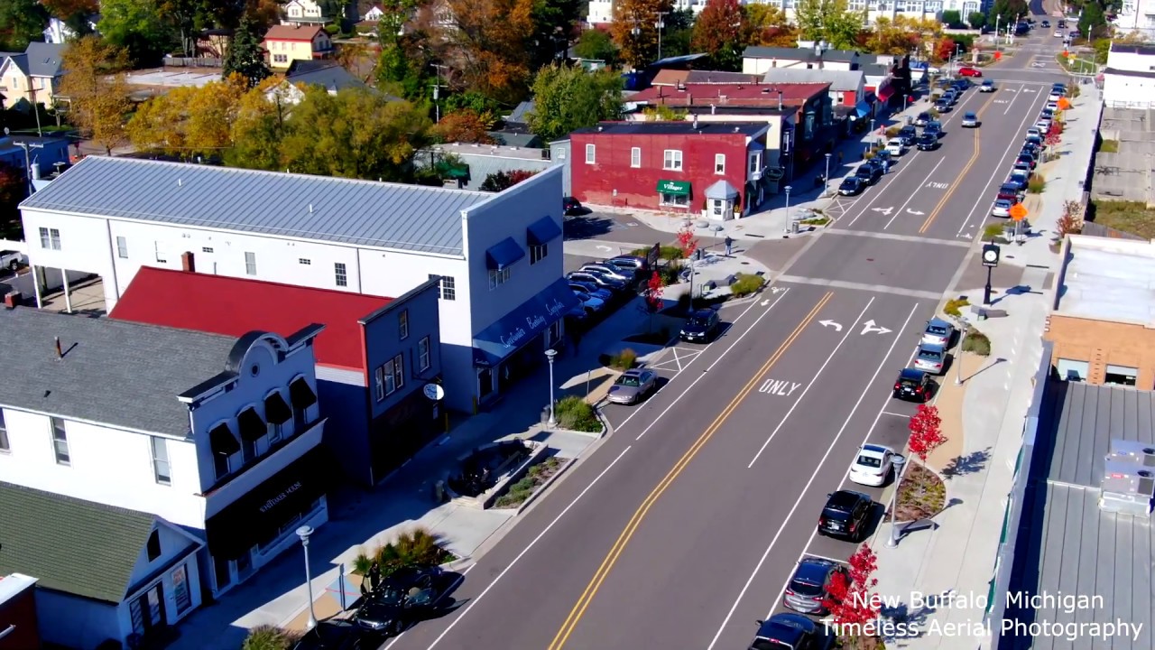 Peak Fall In New Buffalo, Michigan 4K Aerial Tour Pure Michigan