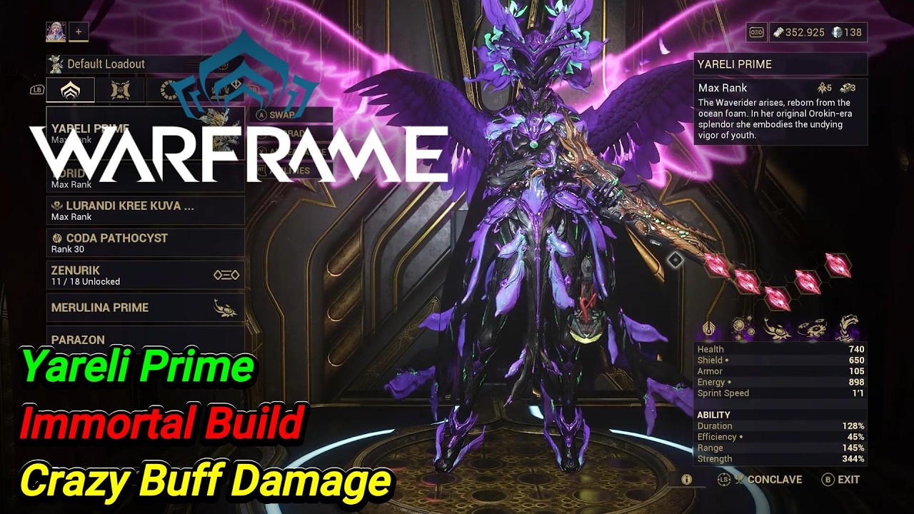 Warframe / Yareli Prime / Immortal Build / Crazy Buff Damage