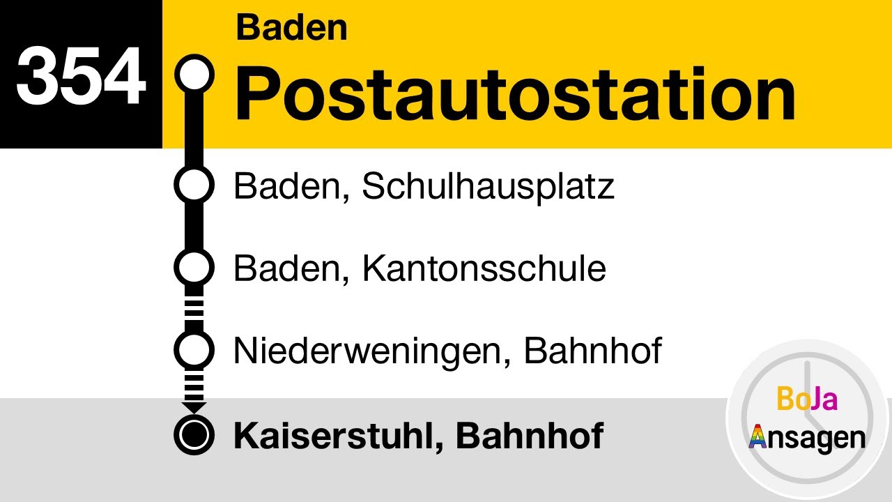 Postauto Ansagen | 354 Baden - Kaiserstuhl AG | BoJa Ansagen