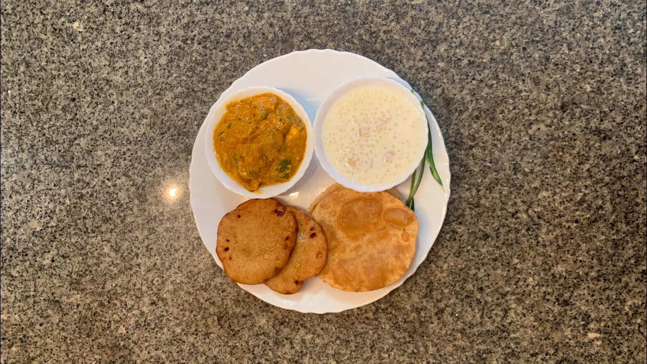  Holi  special thali, Kadhai paneer, sabudana kheer , puri and pua happy holi 