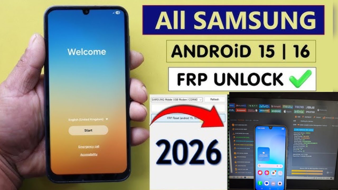 Снятие Frp блокировки всех Samsung, android 16  бесплатно. 