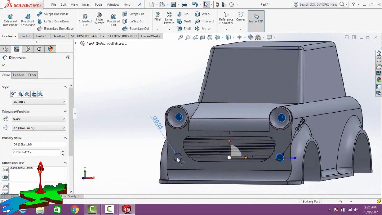 Mr. Bean Cartoon Car Solidworks 2016