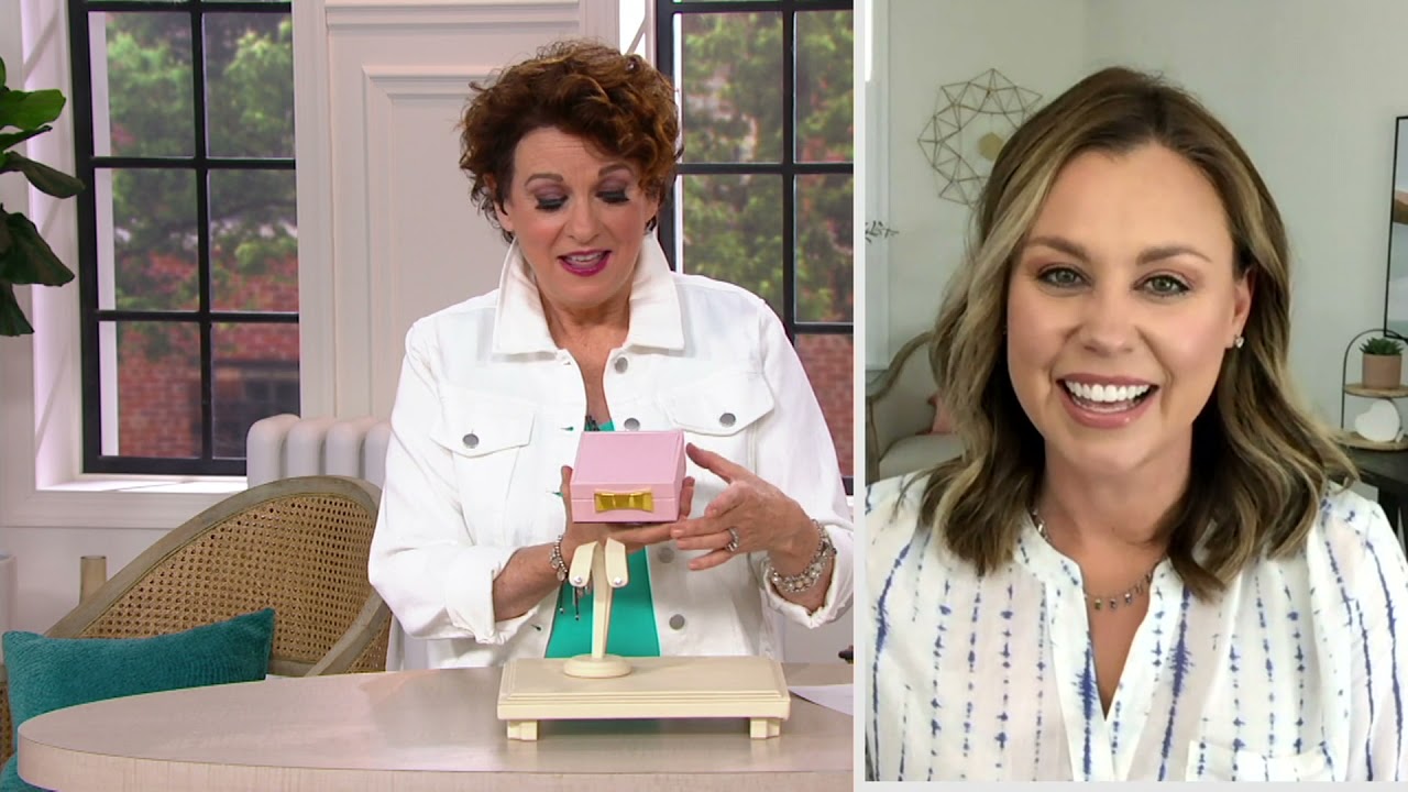Diamonique 100 Facet Studs & Bow Closure Jewelry Box on QVC