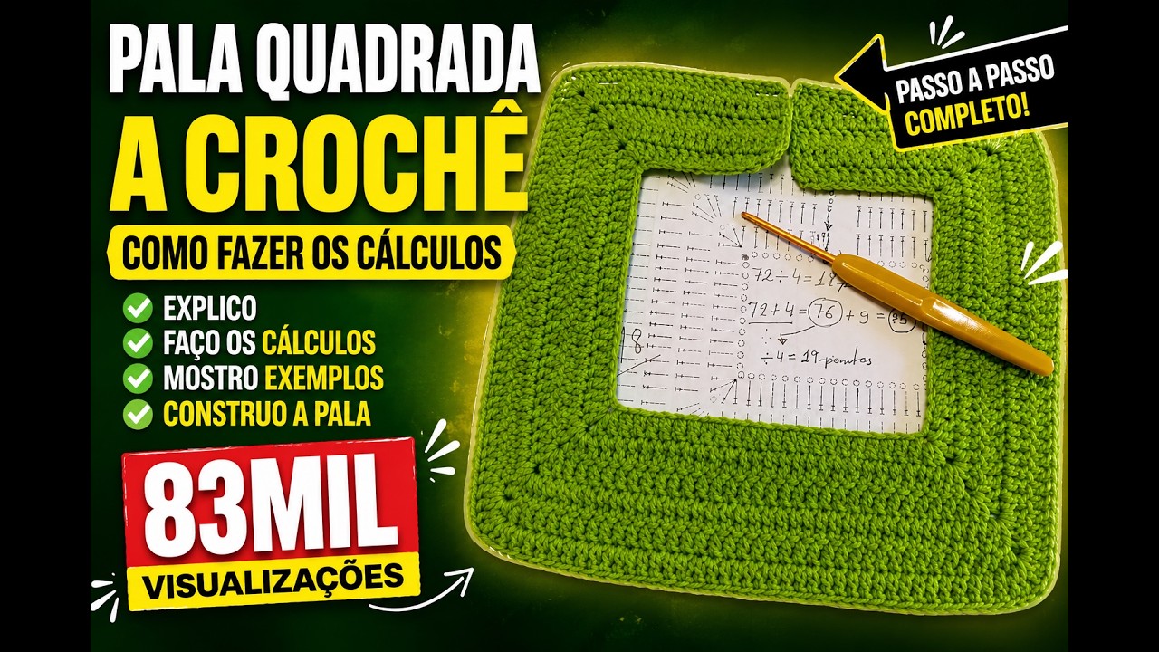 PALA QUADRADA A CROCHÊ  - COMO FAZER OS CÁLCULOS -