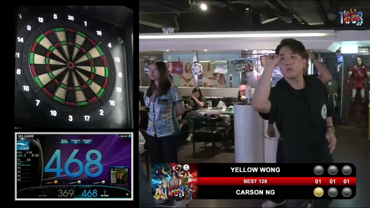 LALATOUR 2025 Stage 2 單淘汰賽Yellow Wong Vs Carson Ng #lalabar #lalatour #飛鏢 #飛鏢比賽  #dartslive #Phoenix