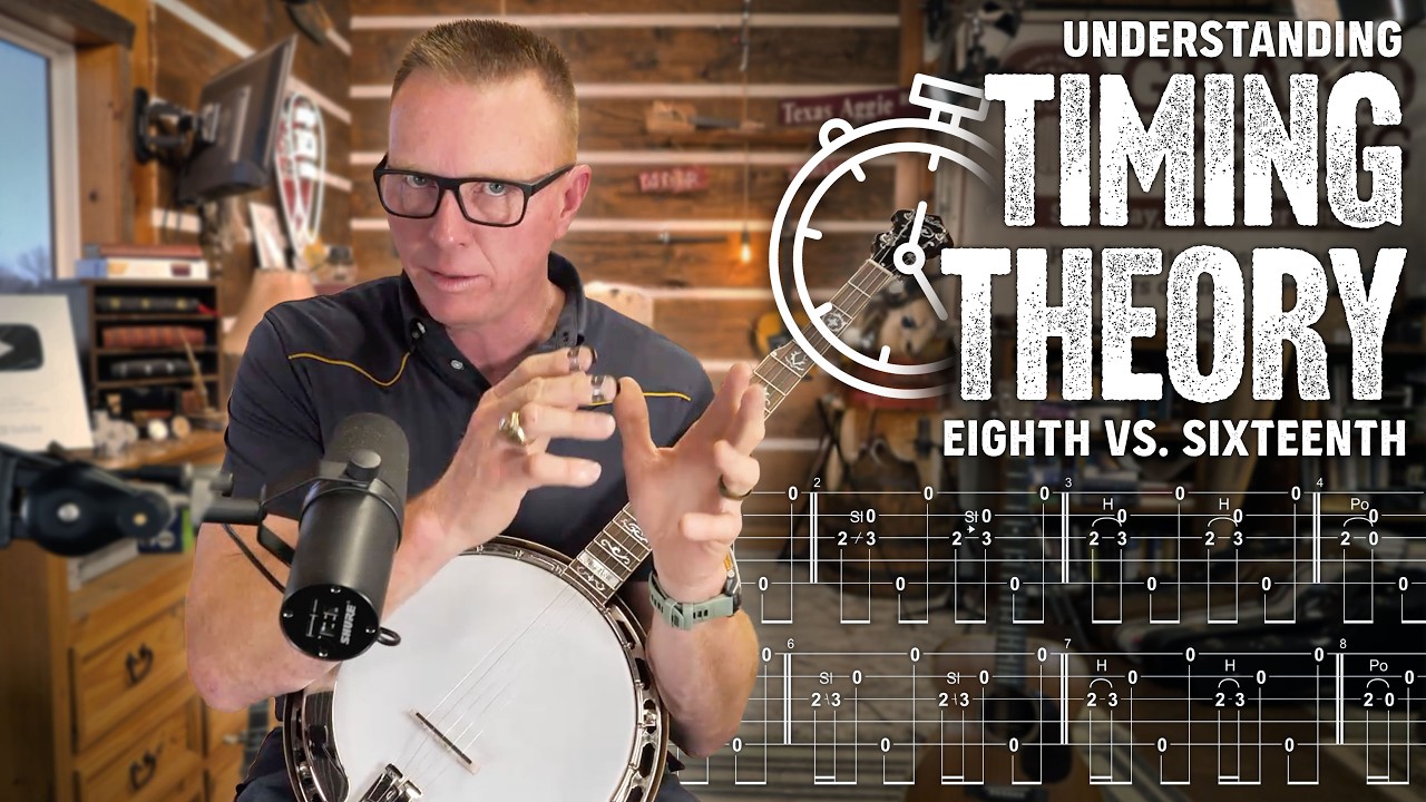 Восьмые и шестнадцатые ноты в качестве украшений на банджо! Слышите разницу?