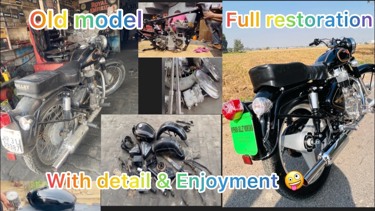 Old model bullet Restoration 🤩 full detail/bullet modification /royal Enfield/ paint work /in hindi