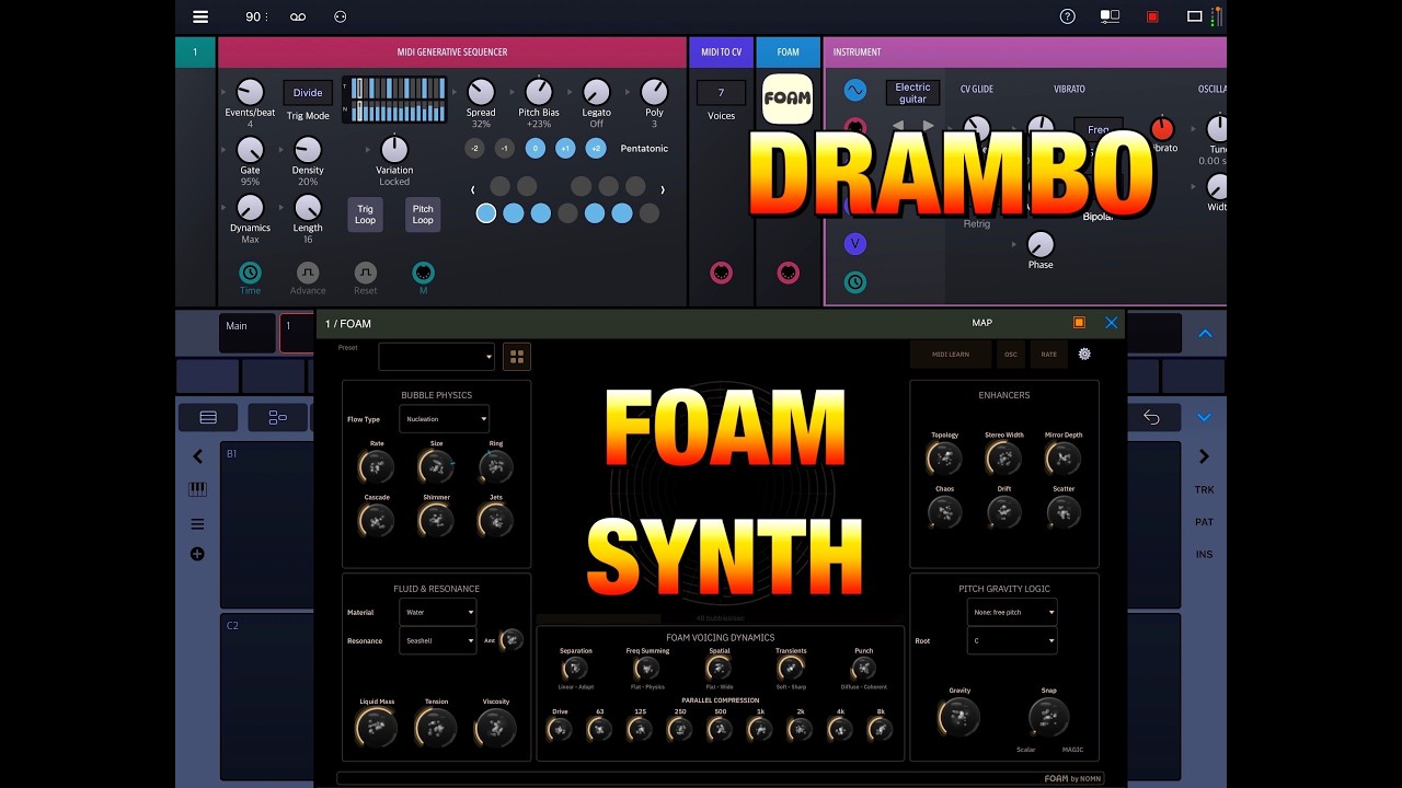 Drambo Update - Generative Midi Sequencer & Spectral Delay - Also Featuring FOAM Synth - iOS