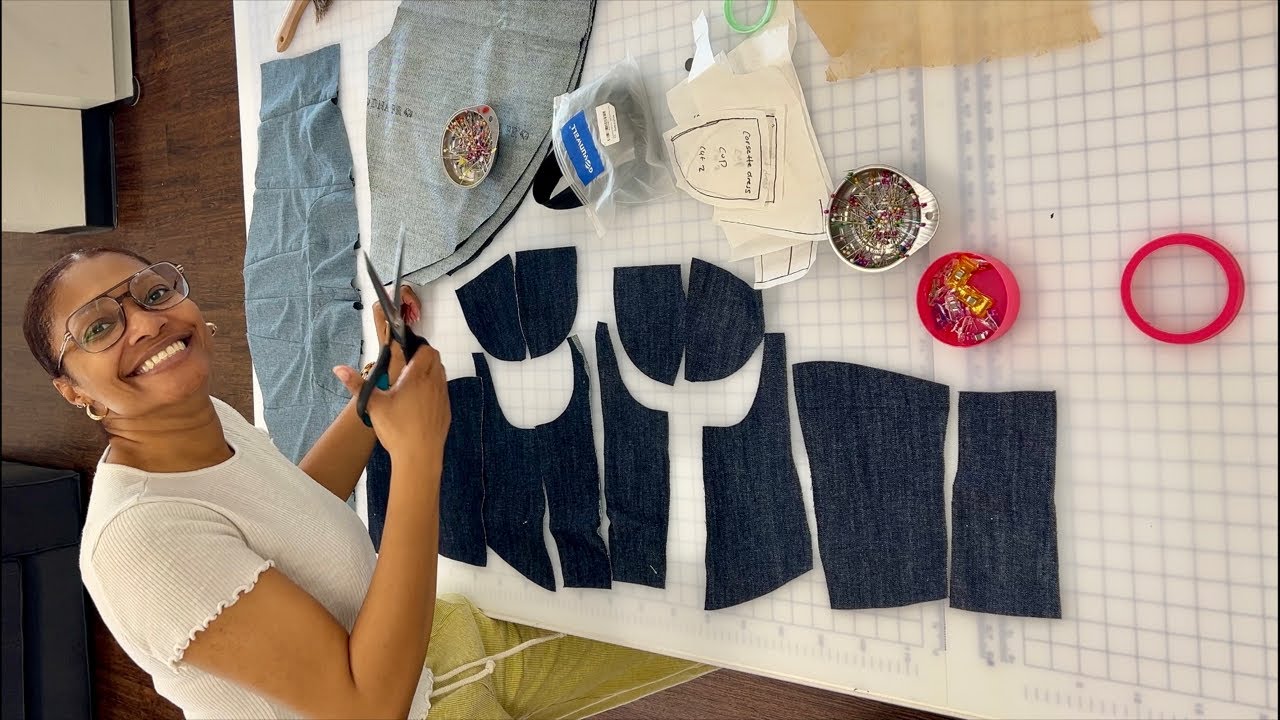 Making a corset dress! | Sewing the denim corset