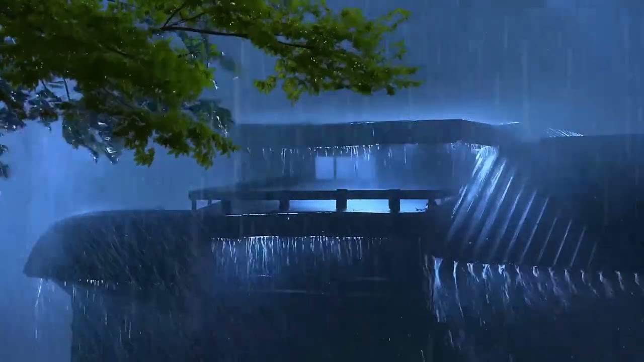 Pluie relaxante pour un sommeil profond - Bruits de pluie et de tonnerre sur le toit la nuit
