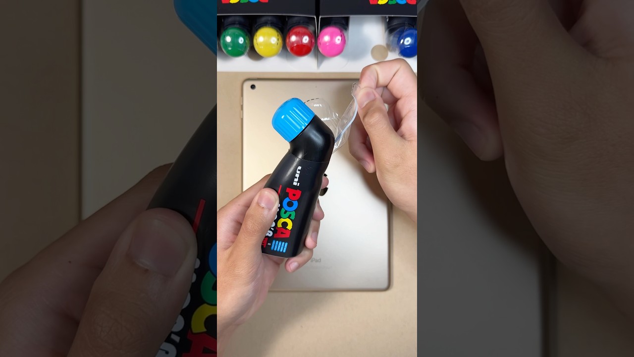 Activating My GIANT POSCA Marker On An iPad? (BLUE)💙 #art #drawing #shorts
