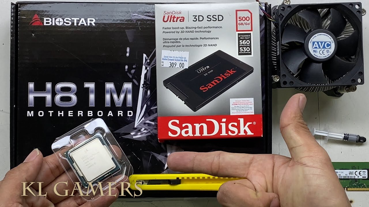 intel Core i5 4460S Biostar H81M SanDisk Ultra SSD Desktop PC Build