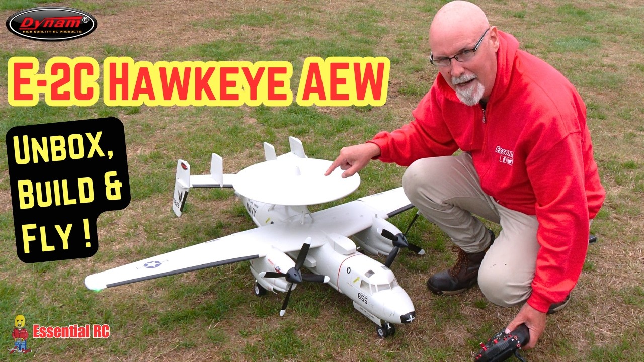 UNBOX, BUILD and FLY ! Dynam E-2C Hawkeye AEW with Rotating Radar Dome