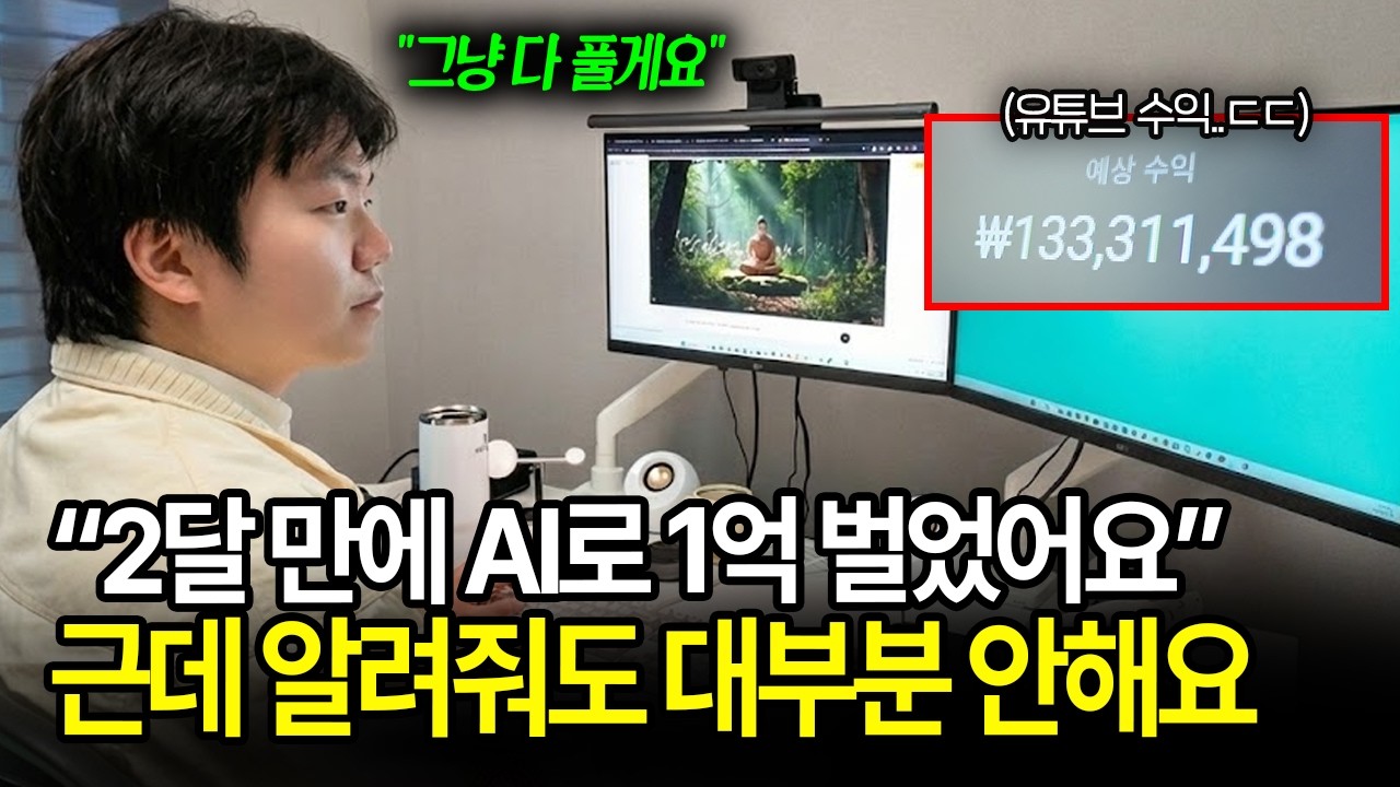 음악으로 1만4천 원 벌다가, AI 롱폼 유튜브로 두 달 만에 1억 번 30대 남자