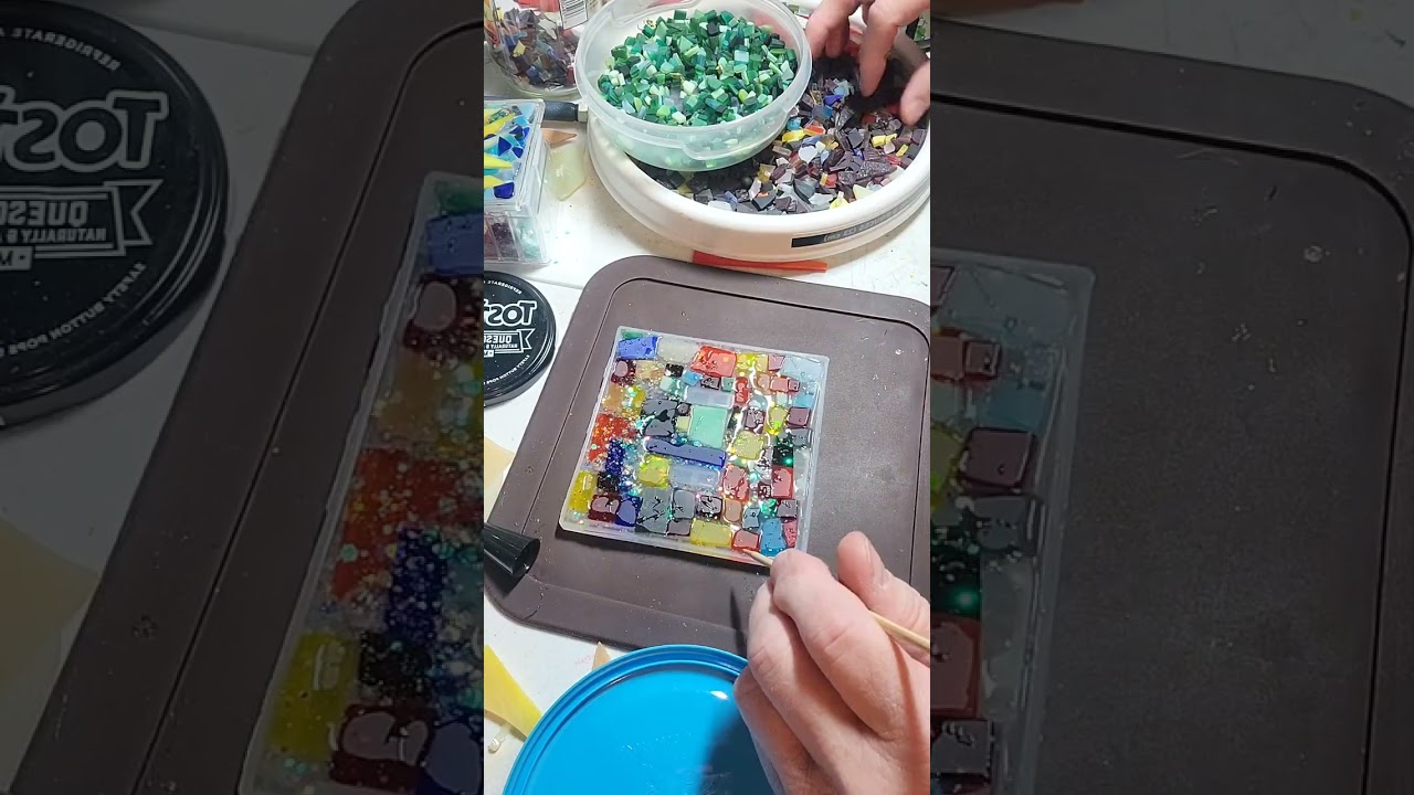 making a stained glass and uv resin the making of light switch plate cover