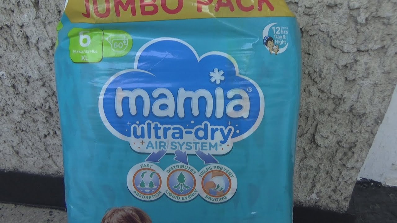 Mamia Ultra-Dry Nappies Jumbo Pack Size 6 60 pcs Unboxing and Test