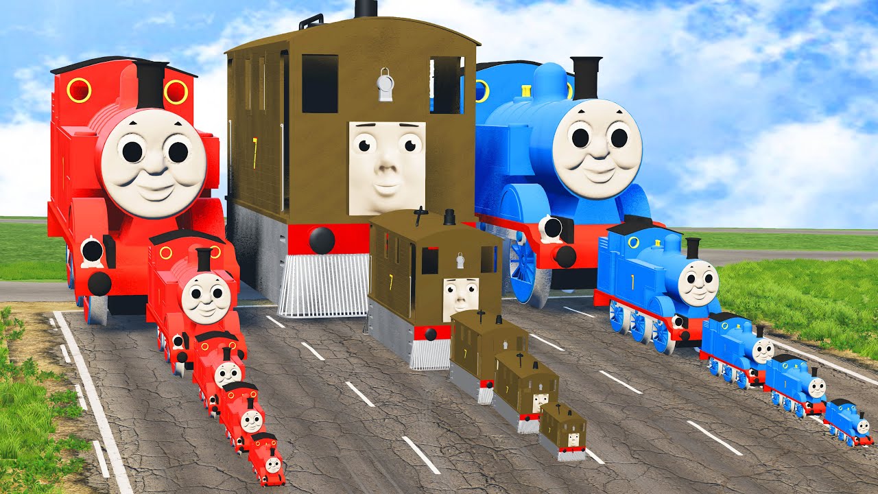 Big & Small: Toby The Tram Engine vs James the Red Engine vs Thomas The Train vs DOWN OF DEATHBeamNG