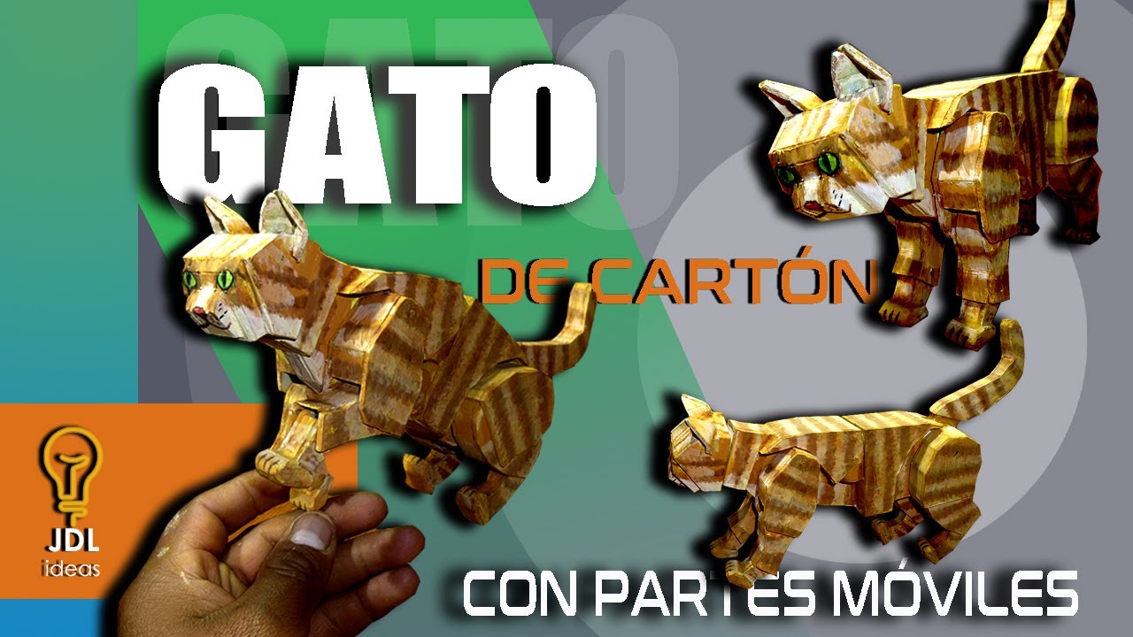 😺 Como hacer un GATO 😻 de cartón con partes MÓVILES | ANIMALES  | #JDLideas ​