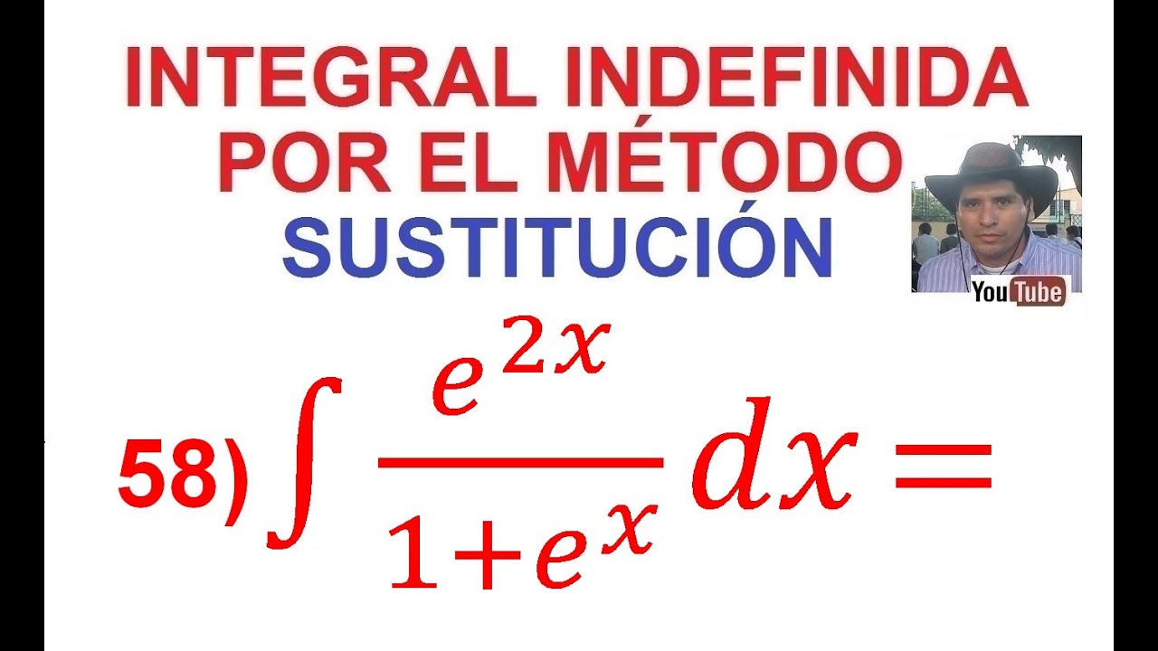58. Integral indefinida por el método de Sustitución (Cambio de Variable). Función exponencial.