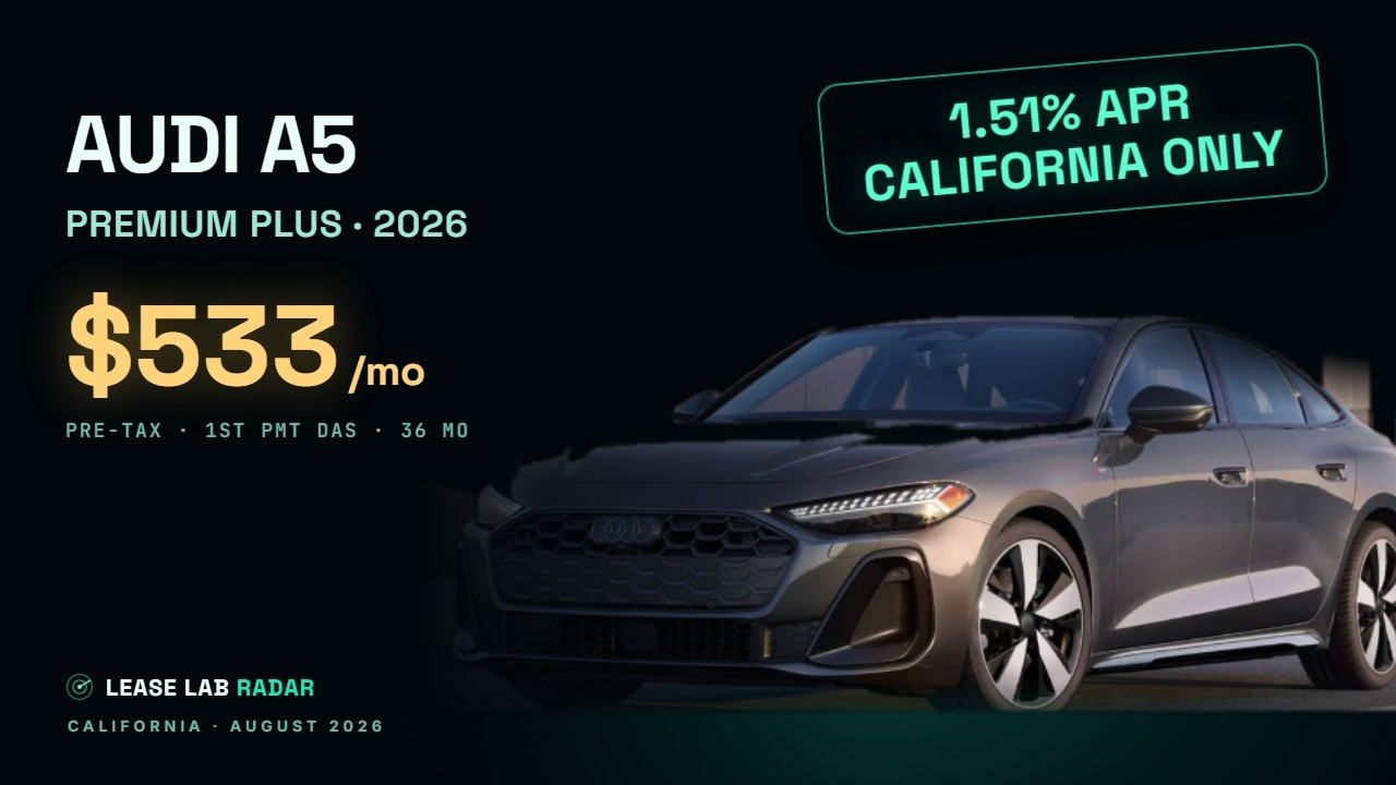 2026 Audi A5 Premium Plus Lease Deal &mdash; California, August 2026