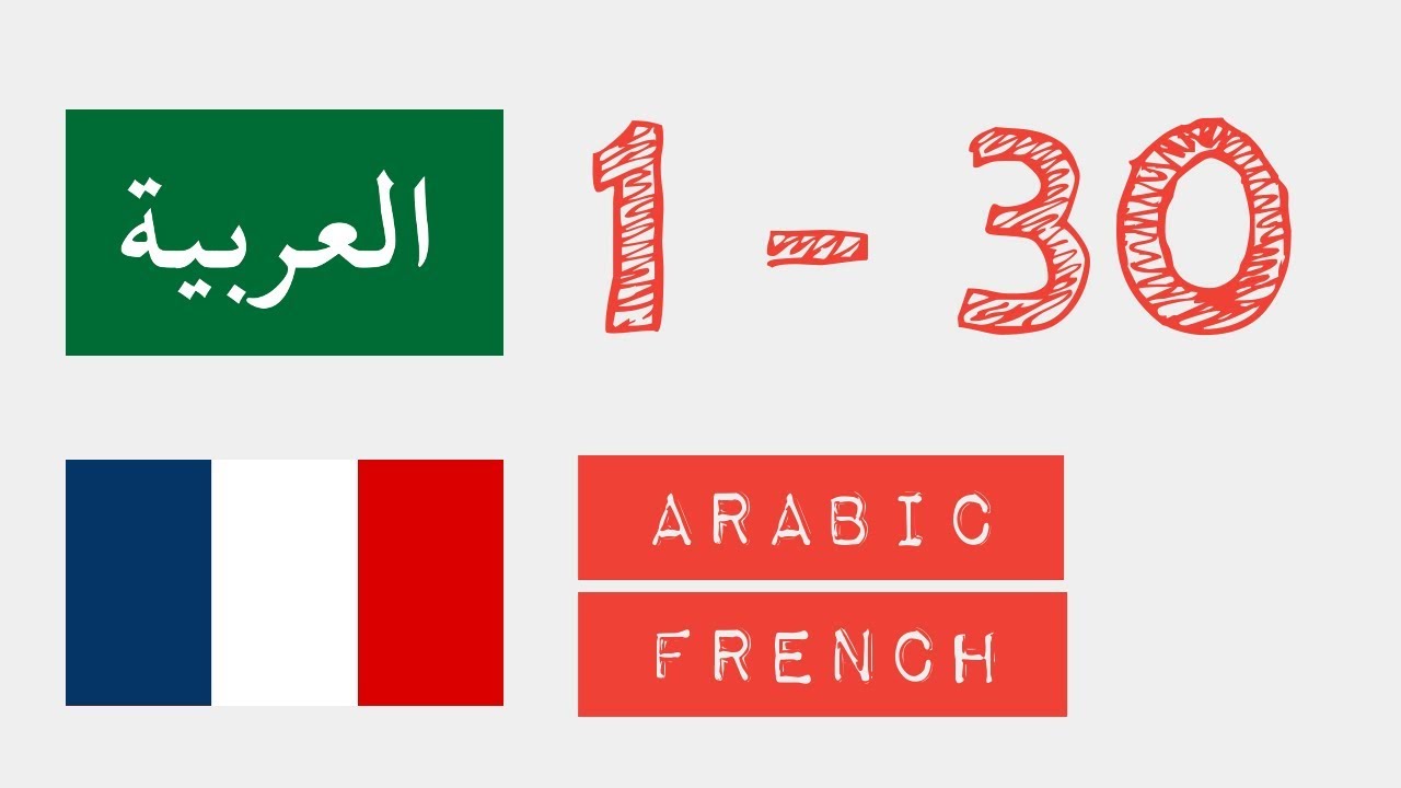 Nombres de 1 &agrave; 30 - Arabe - Fran&ccedil;ais
