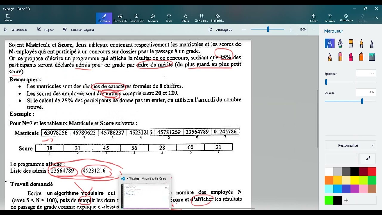 Exercice -Tri- corrigé -algo