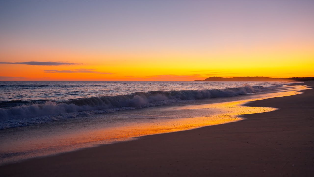 Golden Sunset Afterglow on the Beach with Calming Ocean Waves | Relaxing ASMR for Deep Sleep | 3H 4K