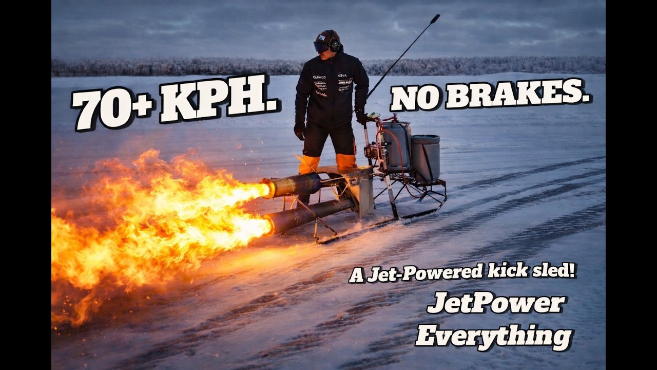 We made a JetPowered kick sled with no brakes or steering! (and crashed it)