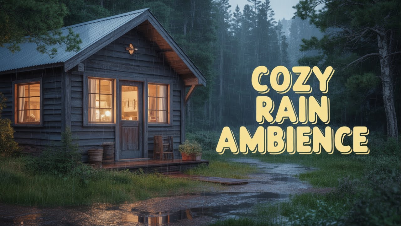 Rustic Cabin Window Rain Ambience | Gentle Rain Sounds & Forest Views