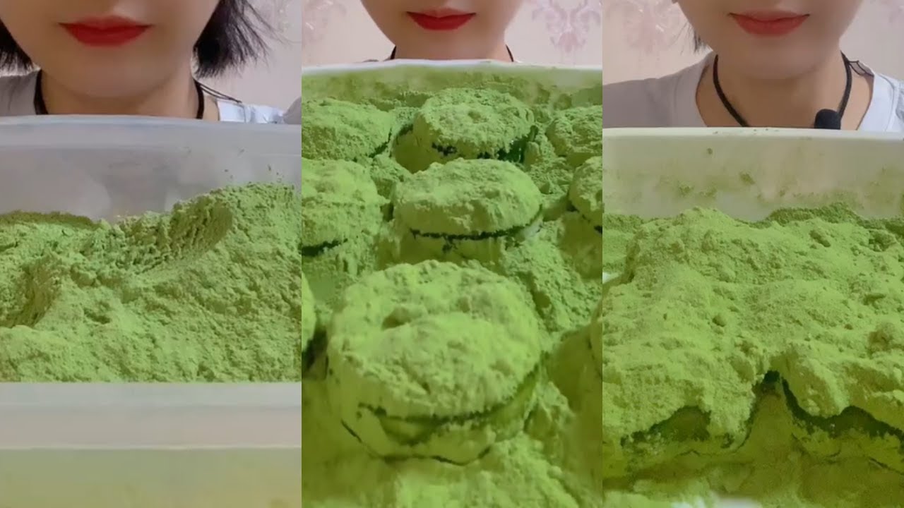 얼음먹방 HEAVY MATCHA POWDERY ICE EATING ASMR💚🍵 CRUNCH ICE THIN ICE 녹차 | Матча | 抹茶