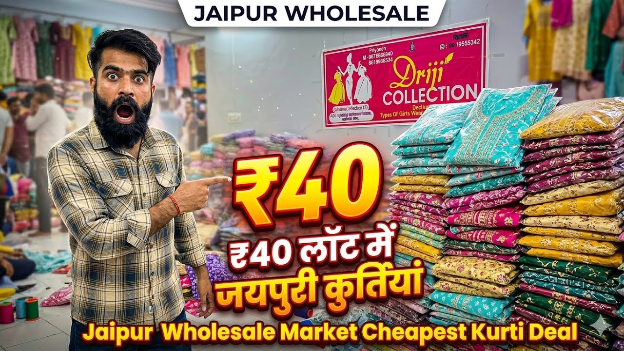 ₹40 लॉट के भाव जयपुरी कुर्तियां Drishti Collection Jaipur Wholesale Market |रेट सुनते ही और खरीदोगे 
