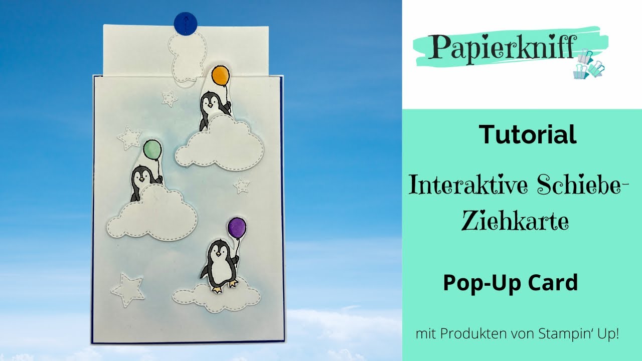 Über den Wolken 🐧 Interaktive Schiebe-Ziehkarte 🐧